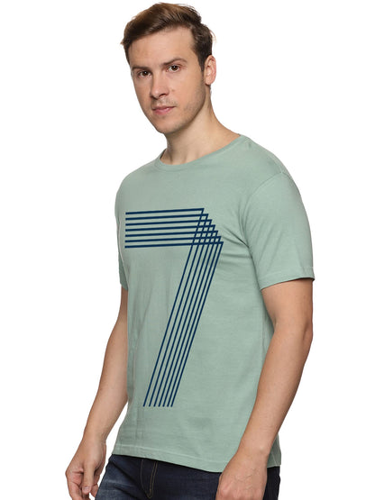 ADRO Men's 7 Number Design Printed T-Shirt (RN23-M-777-PT_Pista)