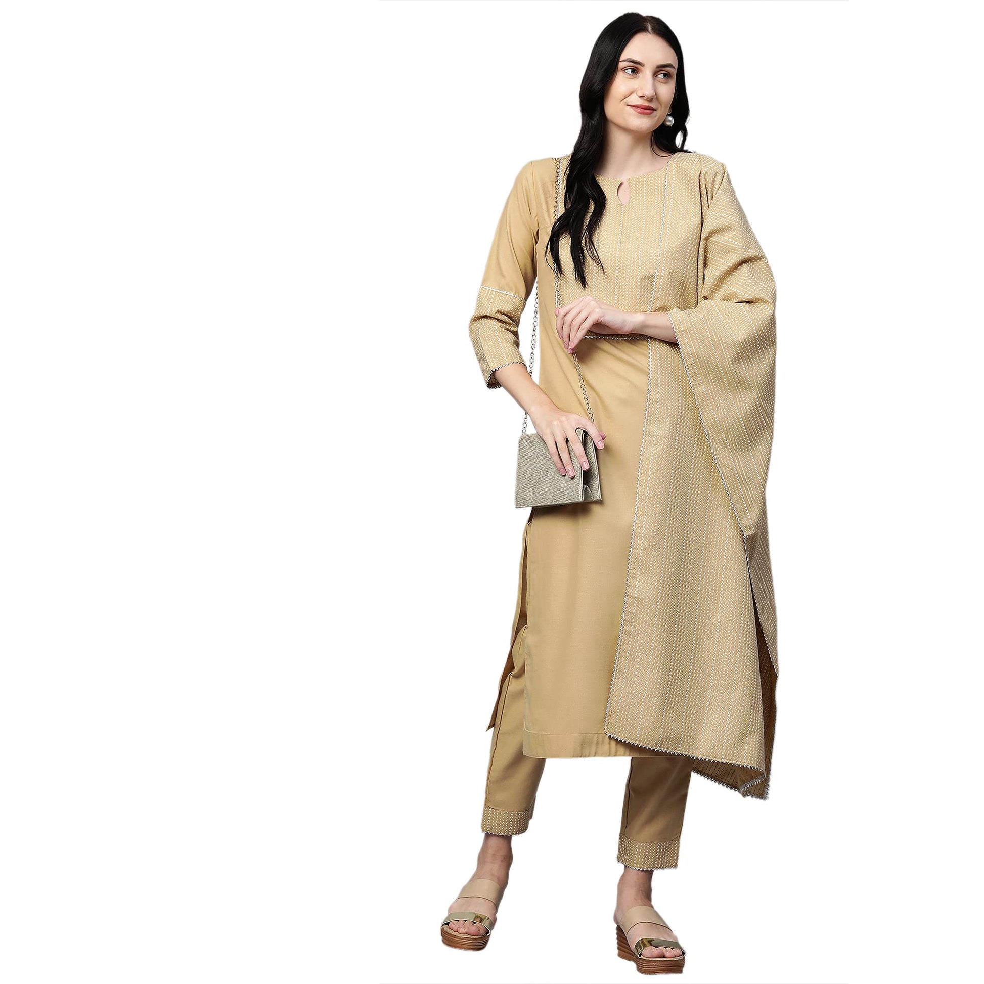 ANNI DESIGNER Cotton Womens Kurta With Palazzo & Dupatta