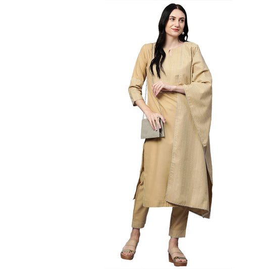 ANNI DESIGNER Cotton Womens Kurta With Palazzo & Dupatta