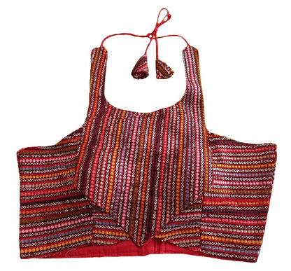 Pujia Mills WomenS Sequin Embroidered Halter Neck Sleeveless Readymade Saree Blouse Indian Ethnic Designer Stitched WomenS Rea