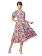 Oomph! Flared Dress For Women Stylish | Long One Piece For Women | Puff Sleeve Long Dress | Floral Print Maxi One Piece | Wester