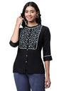 Aurelia Women Black Solid Viscose Straight Kurti