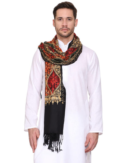 Weavers Villa Mens Matka Embroided Cashmilon Gents Shawls, Stoles, Muffler for Men, 70cm x 200cm