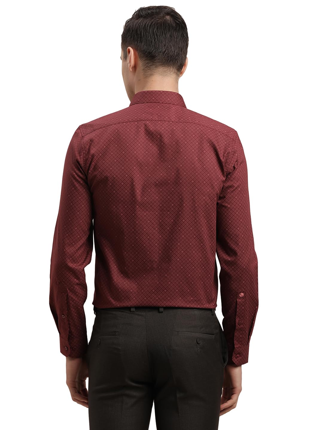 Turtle Men 100% Cotton Printed Slim Fit Red Formal Shirt