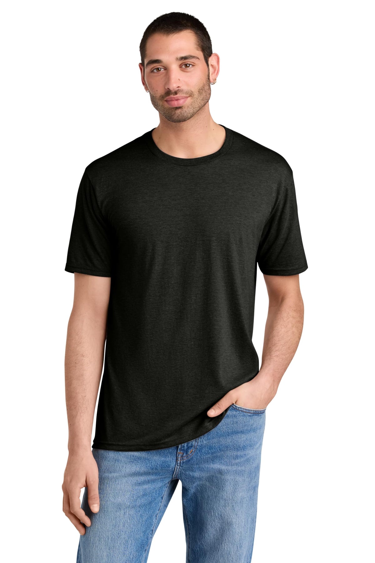 District Perfect Tri Tee - Stylish Casual Short Sleeve T-Shirt for Men & Women, Soft Tri-Blend Fabric, Black Frost, S