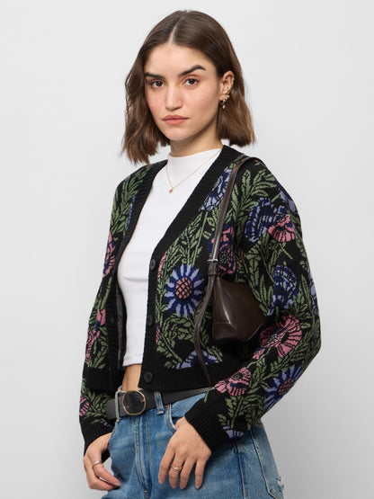 The Souled Store Sweater Cardigan : Zinnia Relaxed Fit Women and Girls Acrylic Knitted Sweater
