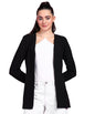 POPWINGS Women Casual Black Solid Open Long Shrug