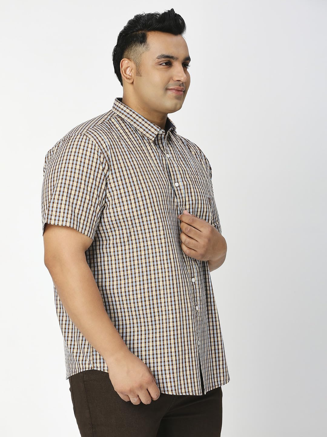 Thomas Scott Mens | Half Sleeve | Checks | Regular Fit Plus Size | 100% Cotton | Spread Collar | Casual Shirts (Available in Plu