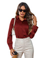 Indoprimo WomenS Solid Satin Casual Shirt | Stylish Western Long Sleeve Shirt For Women