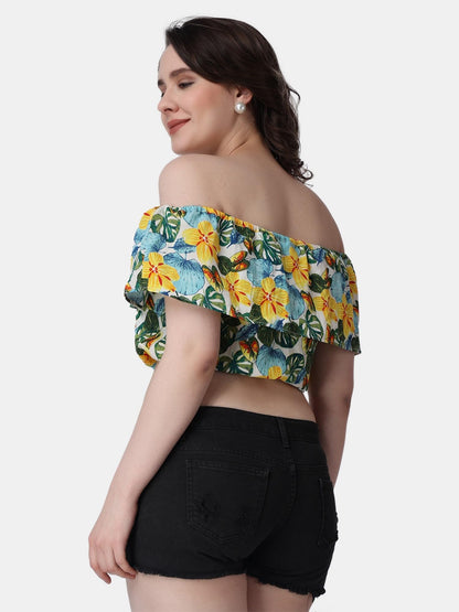 POPWINGS Women Casual Off-Shoulder Crop Top for Women || Cute Women Crop Top for Summer || Sleeveless Crop Top for Women || Late