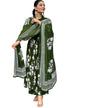 Toochki WomenS Rayon Viscose Anarkali Printed Kurta With Palazzo & Dupatta Olive Green Color