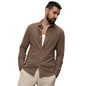 Campus Sutra Mens Tan Brown Stripe-Creased Shirt for Casual Wear | Spread Collar | Long Sleeves | Button Closure | Shirt Crafte