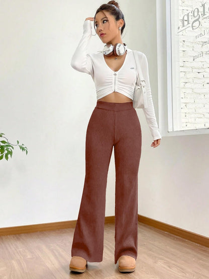 Tee Projekt Trousers for Women | Womens High-Waisted Pant | Women Trousers Pants Dust Pink