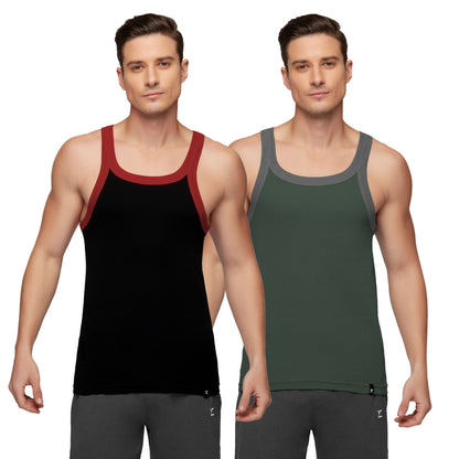 XYXX Mens Super Combed Cotton Square Neck Knitted Vest - High Moisture Absorbing Innerwear for Men with Anti-Bacterial Silver F