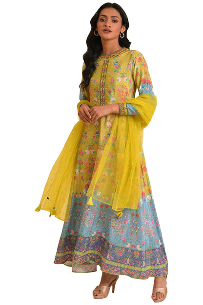 W For Woman WomenS Polyester Dress & Dupatta (S23W1297120208_Light_Olive