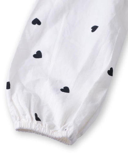 Beebay Kids Girls Button Through Heart Print Dress White