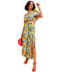 POPWINGS Casual Floral Printed Off-Shoulder Crop Top and Long Slit Skirt Set for Women | Co-Ords Set for Women Stylish Western |