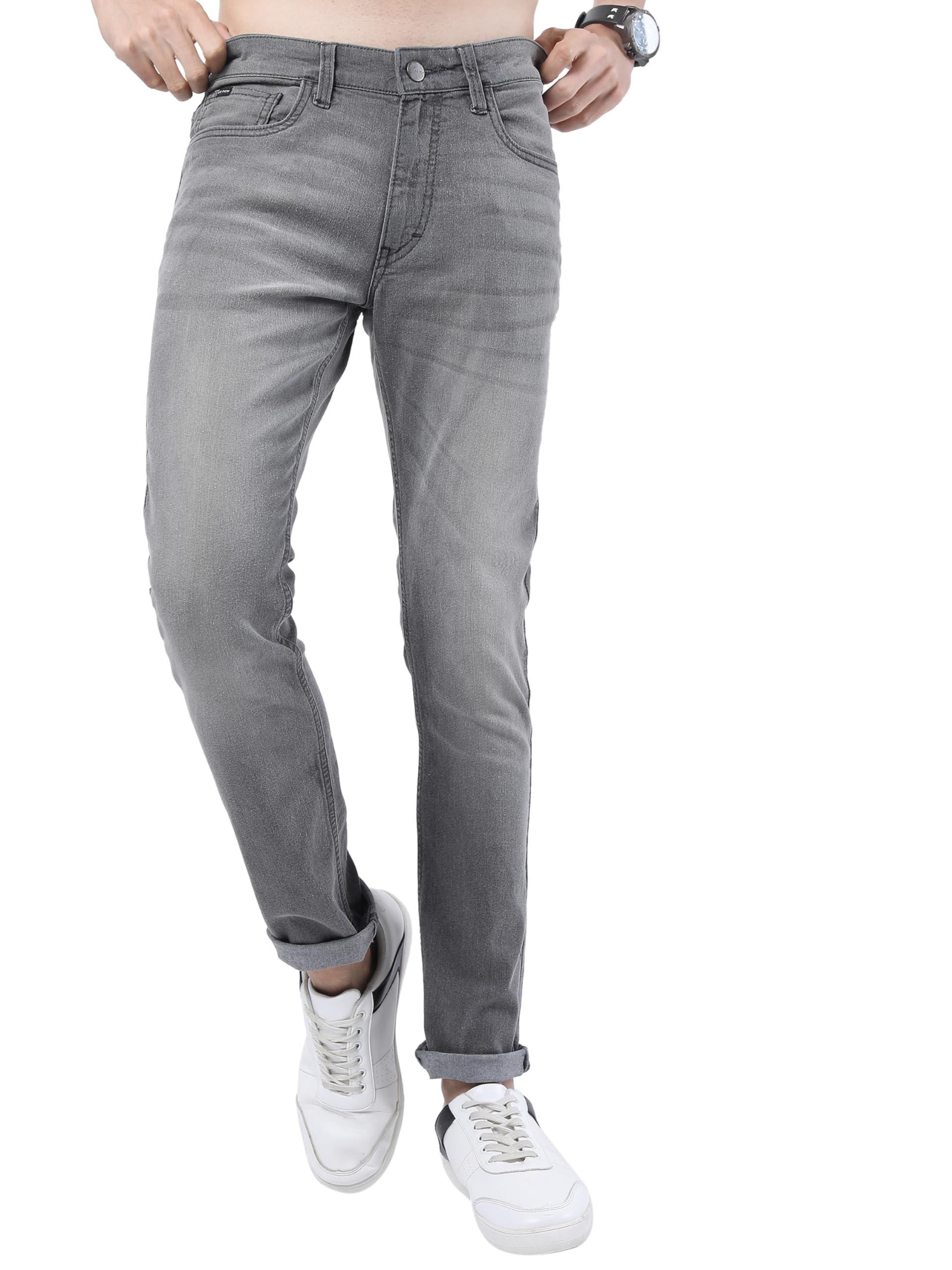 Ketch Mens Light Grey Super Slim Jeans