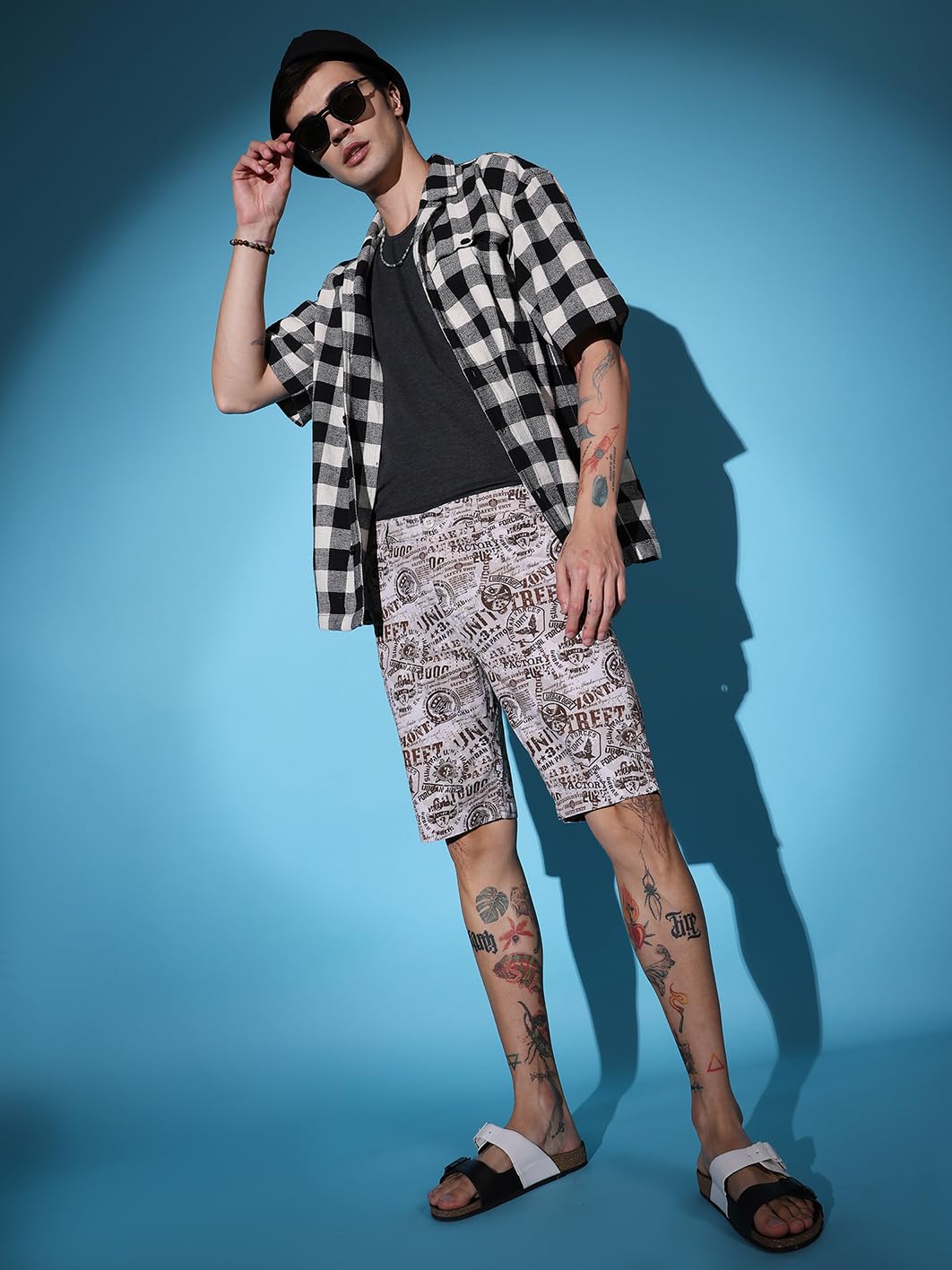 The Indian Garage Co Men Slim Fit Heritage Print Mid-Rise Shorts