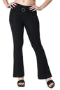 POPWINGS Solid Full-Length Polyester Regular-Fit Casual Bootcut Trouser Pants for Women for Casual Wear Black
