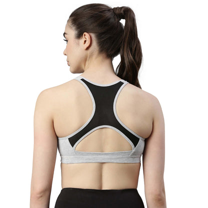 Enamor SB08 Racer Back Medium Impact Cotton Bra - Padded, Wirefree & High Coverage