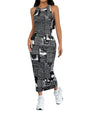 Toochki Dress for Women | One Piece Dresses | Midi Bodycon for Womens | Newspaper Printed Body con Black