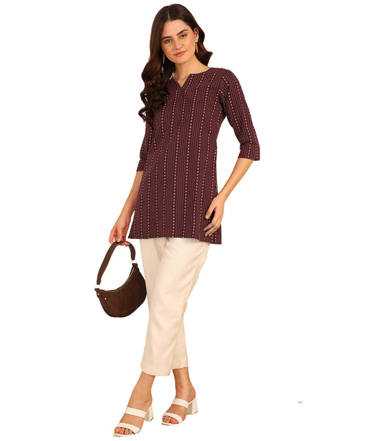 Aayla WomenS & Girls Cotton Short Kurti  Lightweight, Stylish, Soft And Comfortable,Trendy Top For Everyday Wear Maroon