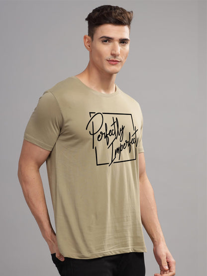 ADRO Mens Printed T Shirt - Premium Cotton Graphic Printed Tshirt - Beige T-Shirt - RN24-FECT-BE
