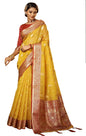 Pujia Mills Women Banarasi Woven Tissue Silk Saree With Zari Butta Work Indian Ethnic Wear Designer Wedding Saree 2025 Woven Gol