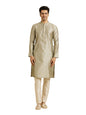 Manyavar MenS Art Silk Intricate Prints & Neck Detailing Kurta Pyjama Set (Green,L)