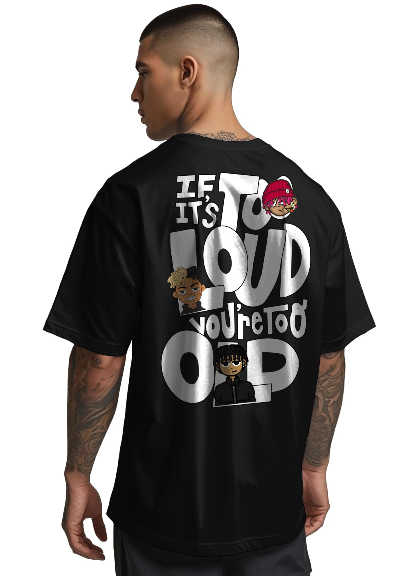 Peppyzone Mens Oversized Fit T-Shirt (PZ-OST-Trendy46_Black
