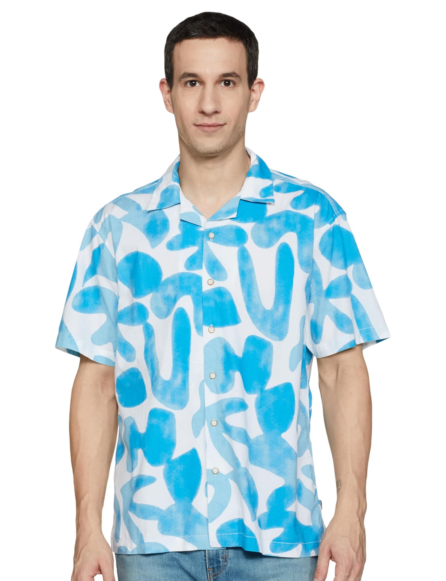 Pepe Jeans Blue All Over Printed Resort Collar Shirt