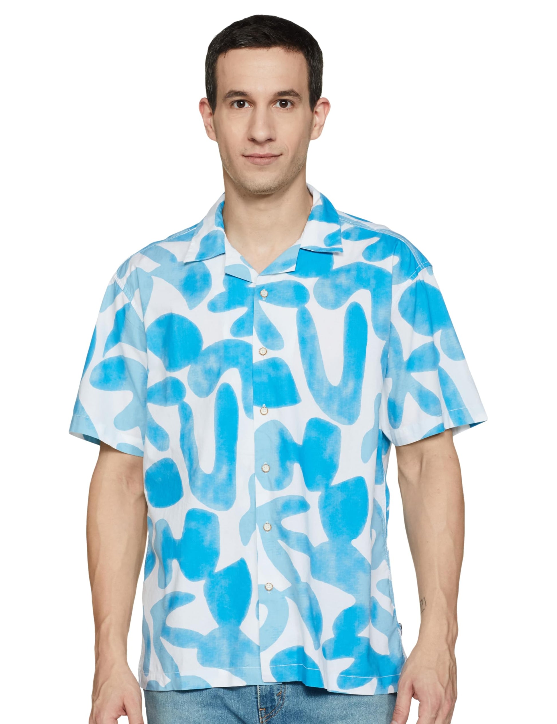 Pepe Jeans Blue All Over Printed Resort Collar Shirt