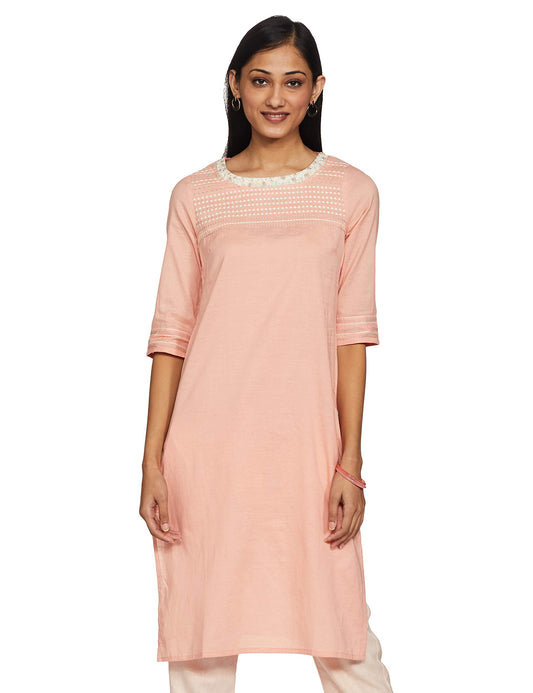 W for Woman Blush Pink Khadi Kurta