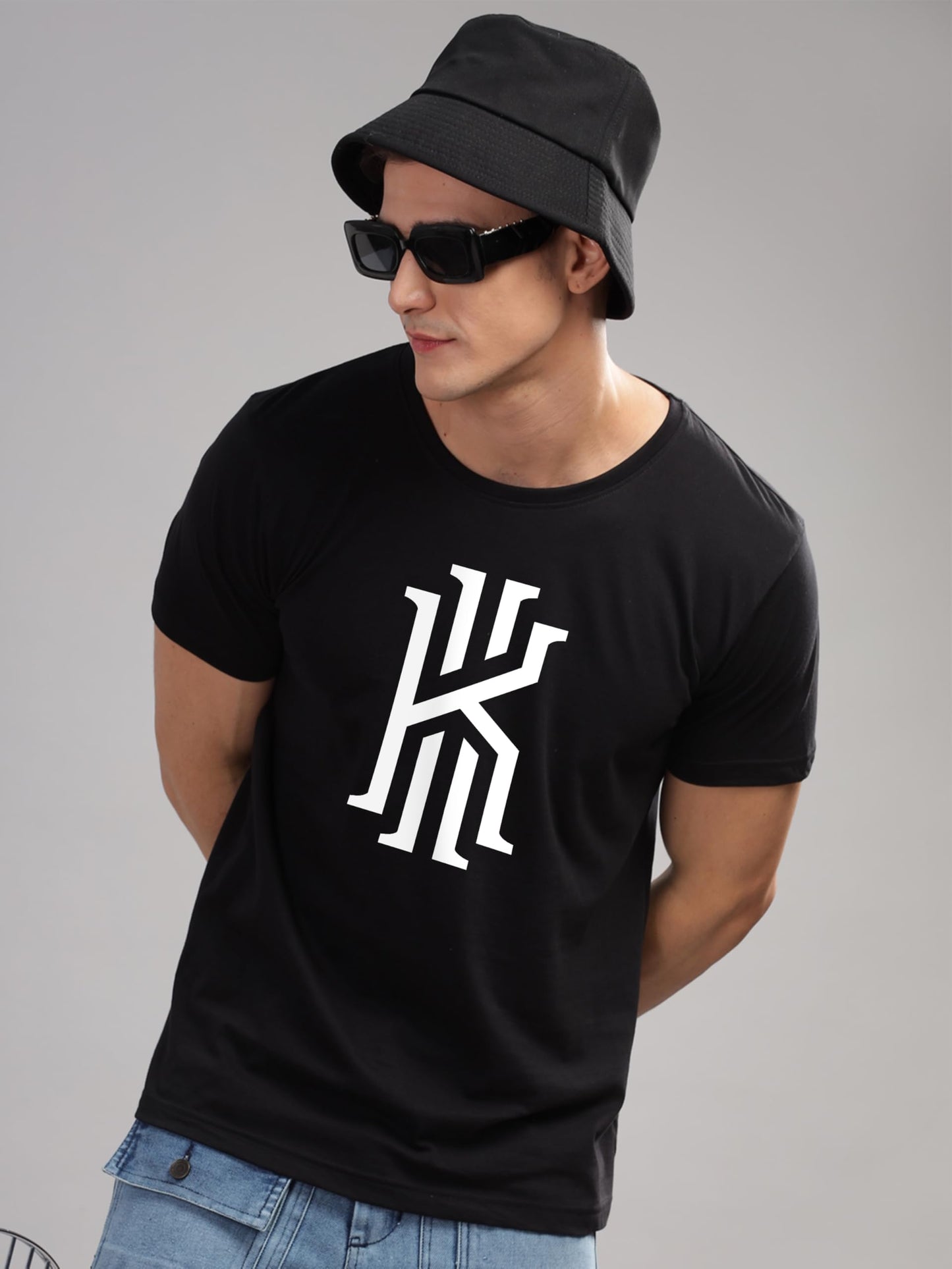 ADRO Mens Printed T Shirt - Premium Cotton Graphic Printed Tshirt - Black T-Shirt - RN24-KOBE-BL