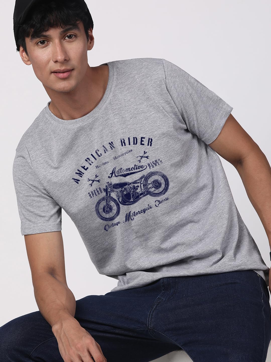 ADRO Men's Regular Fit T-Shirt (RNR-M-AME-GR)