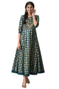 Green Heavy Festive Flared Dress With Mock Embroidered Jacket