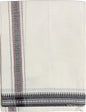 PRAKASAM COTTON Mens Single (1.28 X 2.00 mtrs) Colour Thalapathi Border Dhoti/Fine quality Single Dhoti (White)