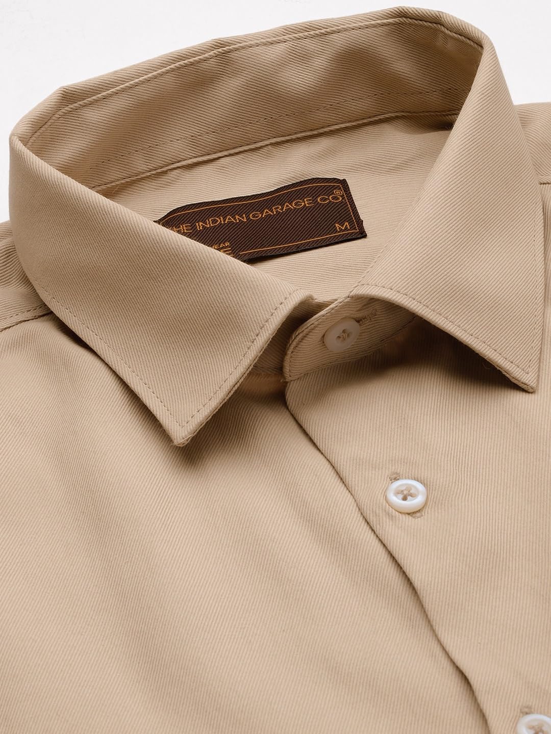The Indian Garage Co Men Beige Slim Fit Solid Formal Shirt