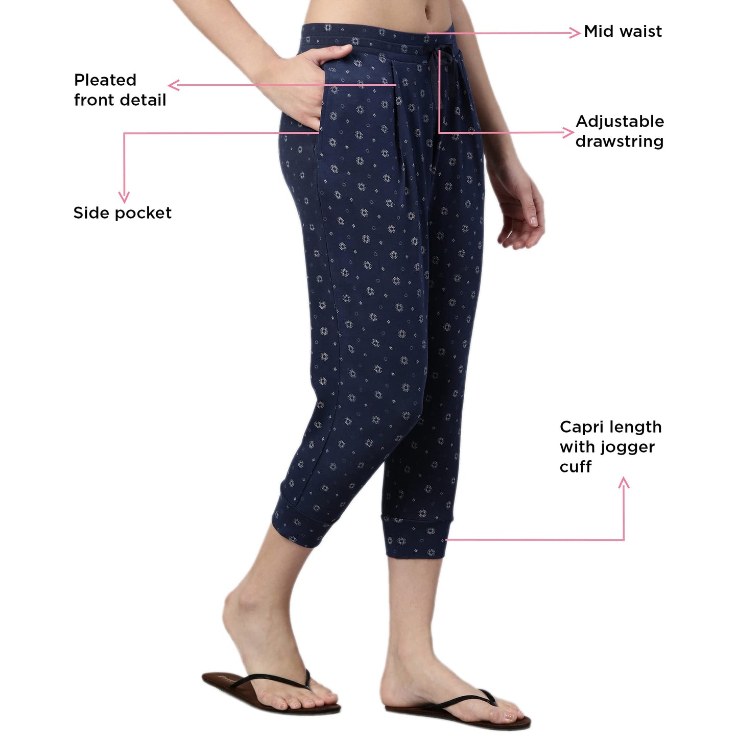 Enamor EC16 Home Tee and Capri Set for Women with All Over Print