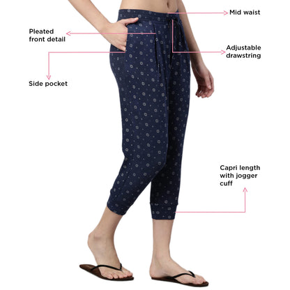 Enamor EC16 Home Tee and Capri Set for Women with All Over Print