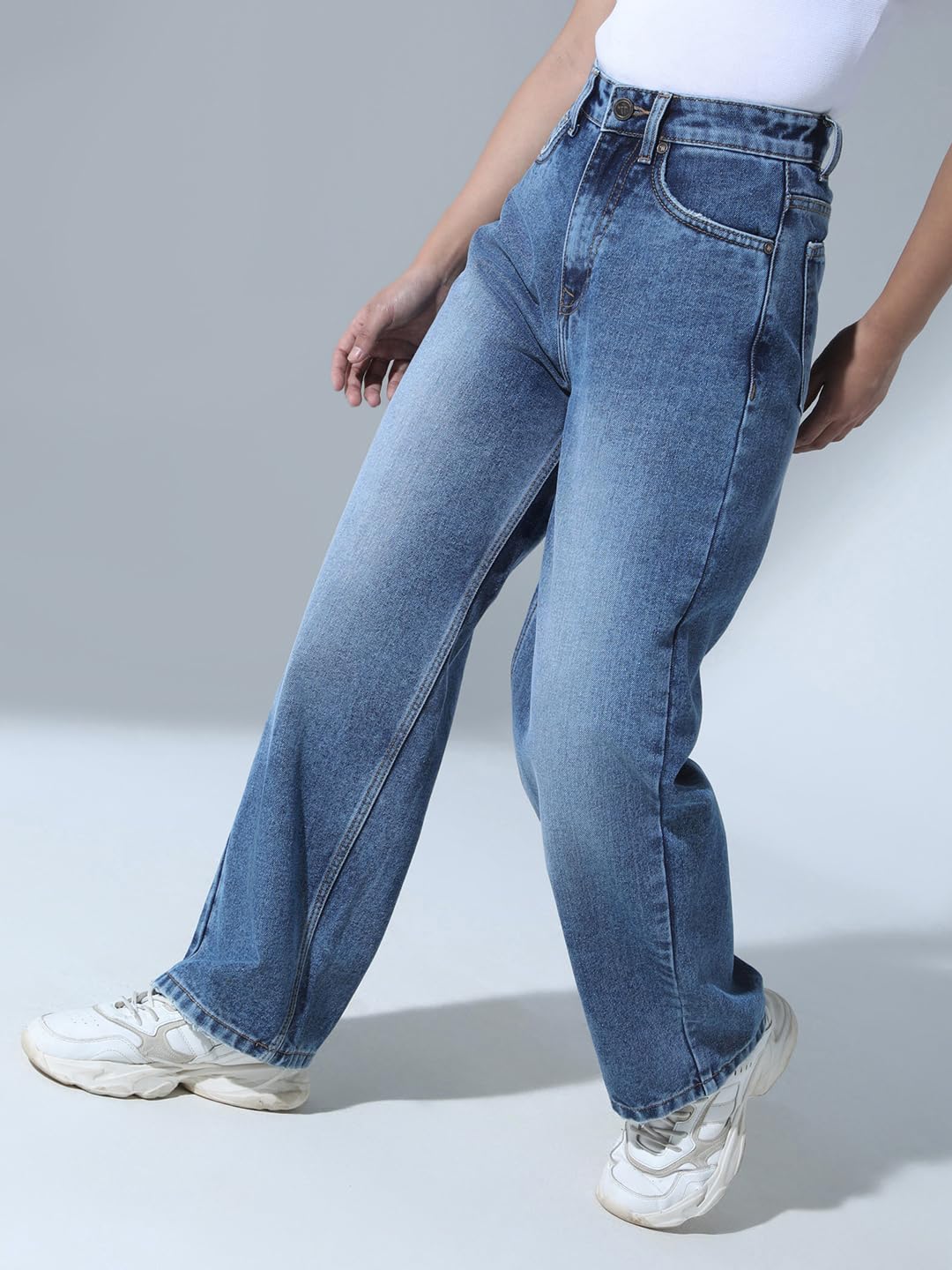 Hubberholme Women Blue Cotton Relaxed Fit High-Rise Jeans