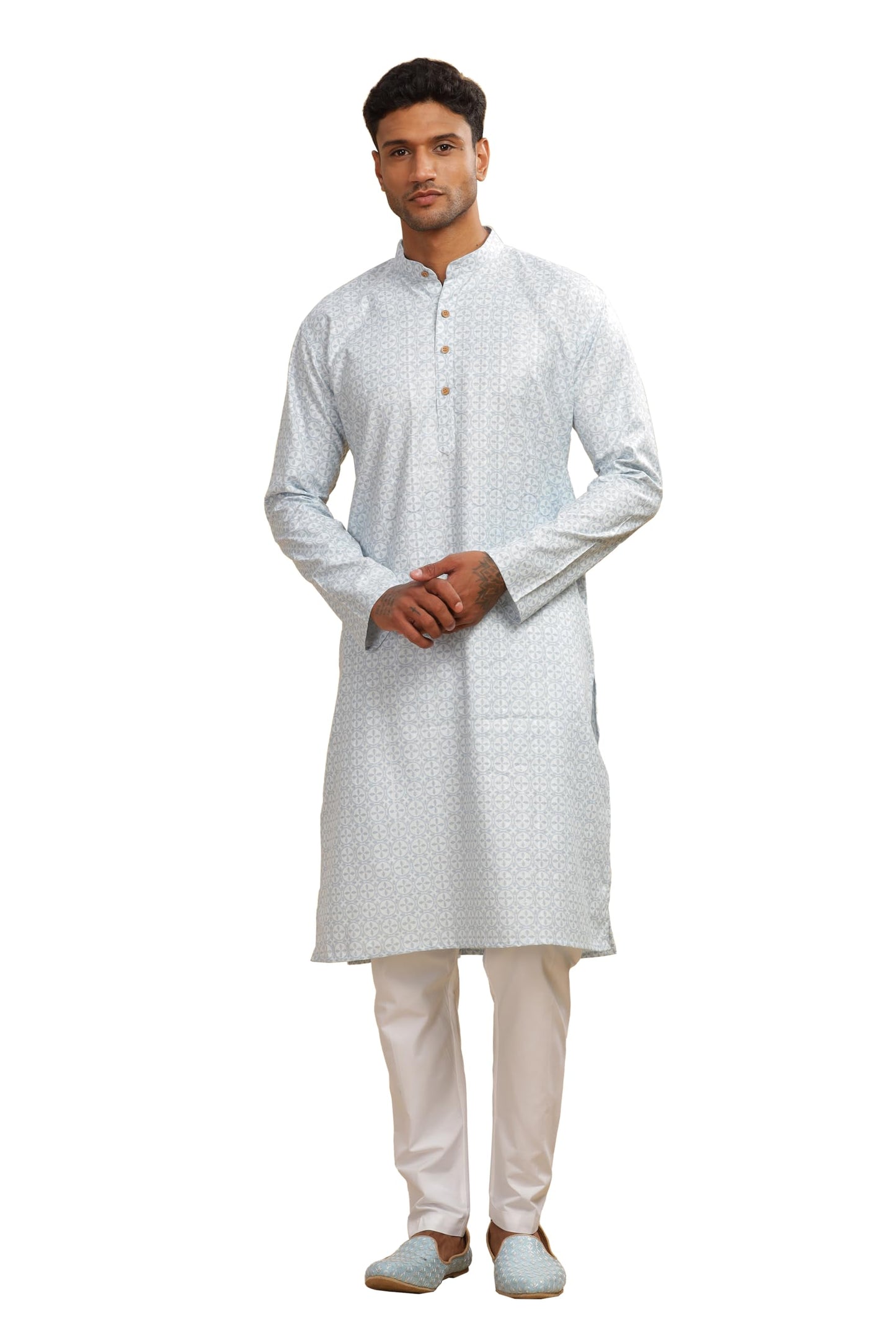 Be Active MenS Cotton Regular Kurta (C-599-1_Blue-1