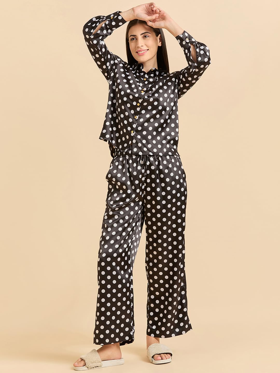 Sweet Dreams Women Printed 3 Piece Set Black