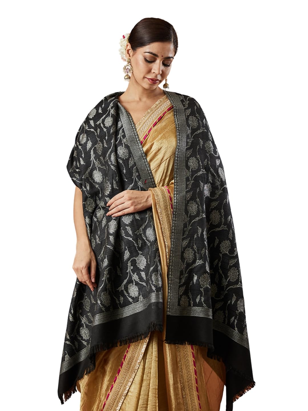 Pashmoda Women Gul-e-Mohabbat Kaani Wool Blend Stole (Size : 71X203 CM)