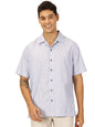 Thomas Scott Premium Linen Blend Half Sleeves Spread Collar Striped Casual Shirt for Mens Light Blue