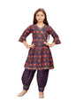Aarika Girls Ethnic Wear Navy Blue Colour Floral Print With Gota Work Cotton Kurti Patiala Set (5-11 Years)