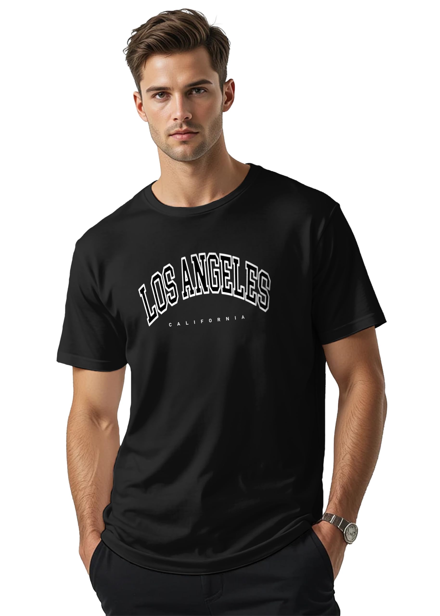 Peppyzone Mens Regular Fit T-Shirt (PZ-Trendy-1210_Black5