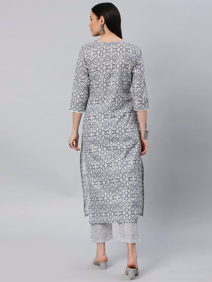 ANNI DESIGNER Women Cotton Blend Regular Kurta with Pant