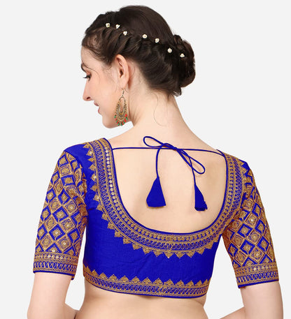 Pujia Mills WomenS Embroidery Handwork Sequence Work Heavy Sleeves Readymade Blouse